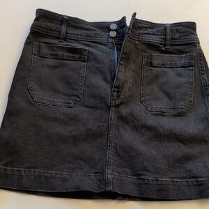 Madewell Women Black Stretch Denim A-line Mini Skirt